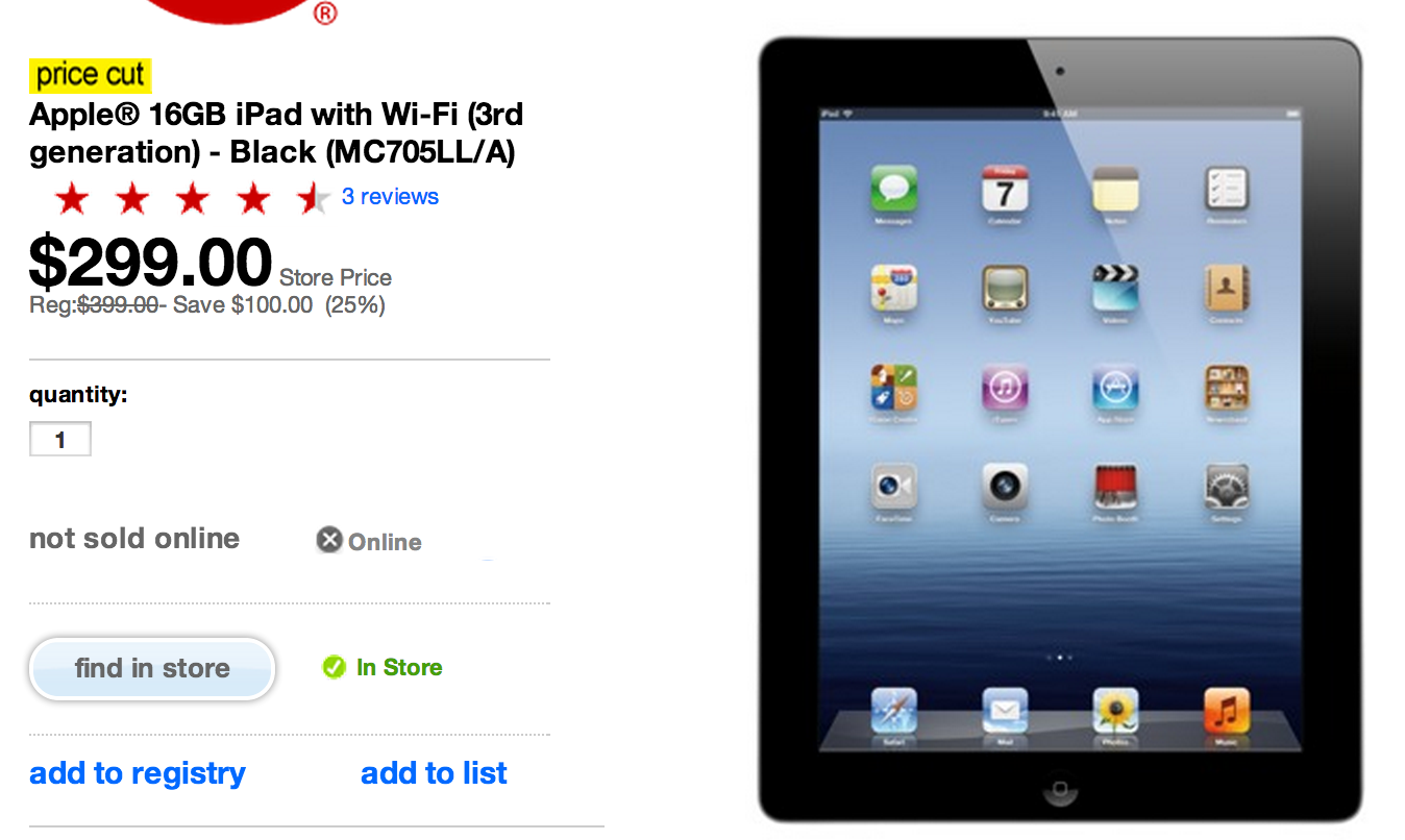 Deal Alert Ipad 3rd Gen 299 At Target In Store Only 9to5mac