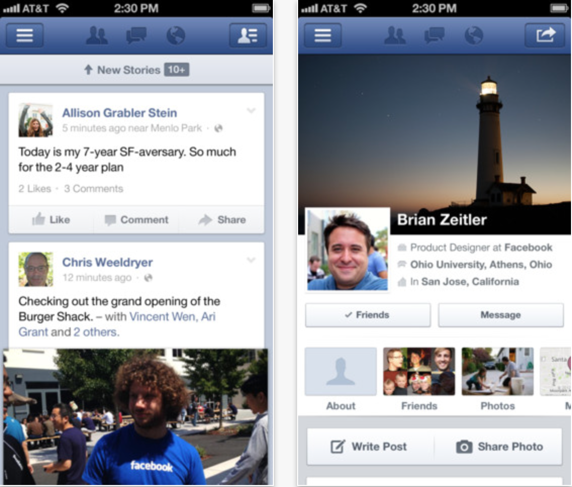 new facebook app for iphone cover photo