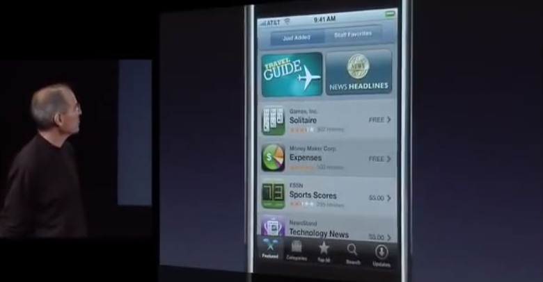 Steve Jobs introducing the App Store in 2008