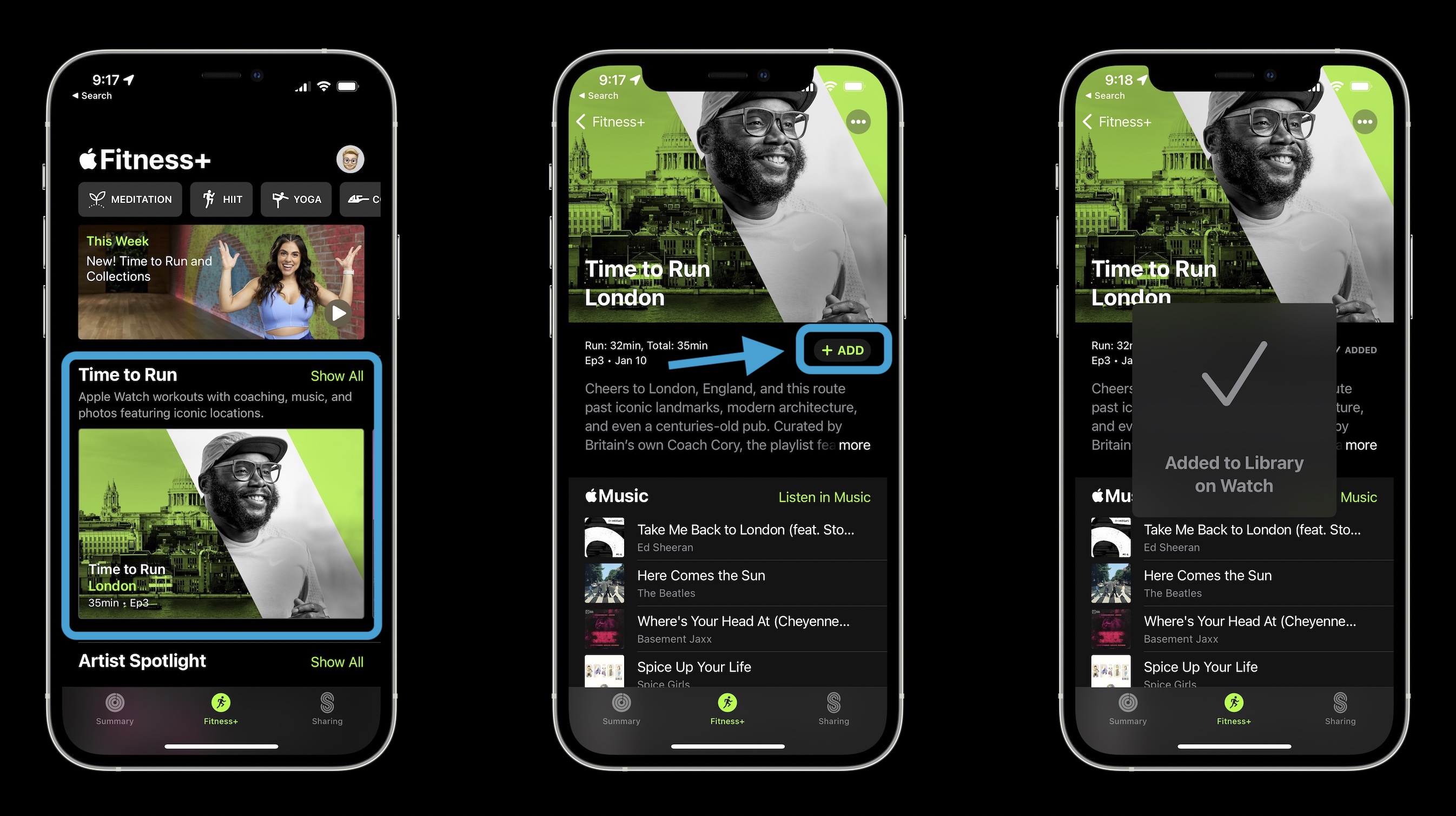 So erhalten Sie Time to Run auf der Apple Watch mit Fitness+ – Hinzufügen von iPhone in der Fitness-App