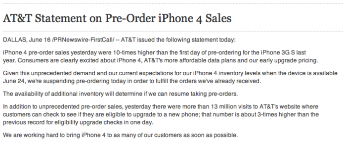 Apple confirms 600,000 iPhone pre-orders, AT&T says interest up 10x ...