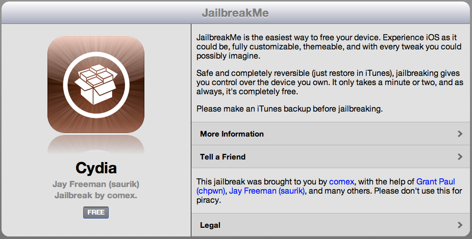 JailBreakMe 3.0 browser-based jailbreak arrives for iOS 4.3.3 (iPad 2