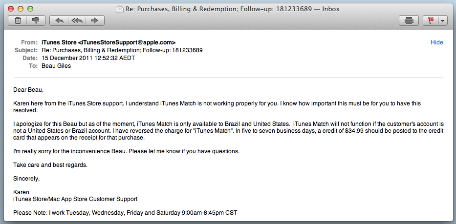 iTunes Match international rollout was premature, Apple issuing refunds ...