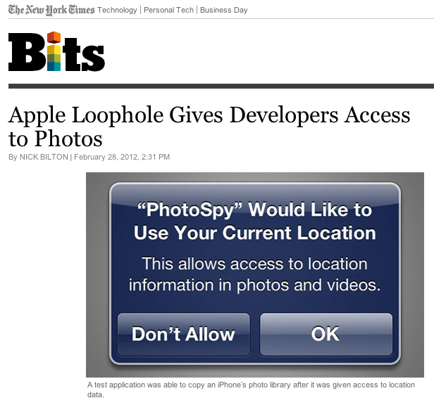 NYTimes Apple Loophole Gives Developers Access to Photos 9to5Mac