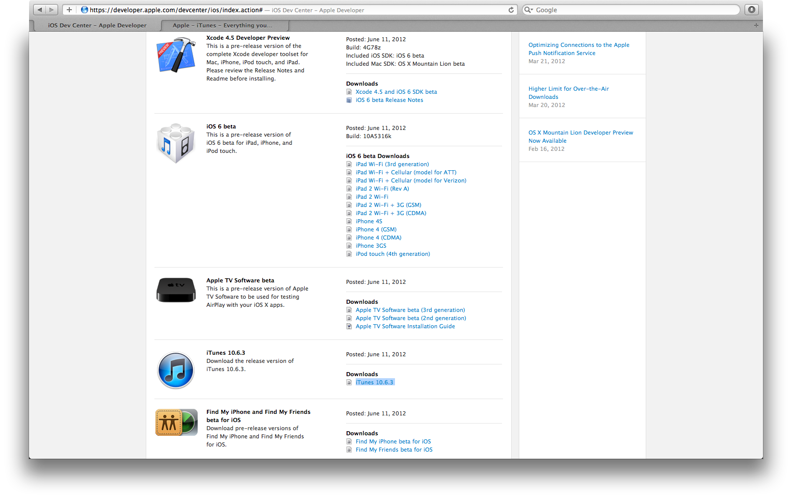 iOS 6 beta, iTunes 10.6.3 beta now available on the Developer Center ...