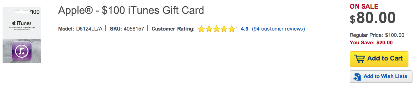 Free Money: Get an $100 iTunes gift card for $80 at Best Buy, 15% off ...