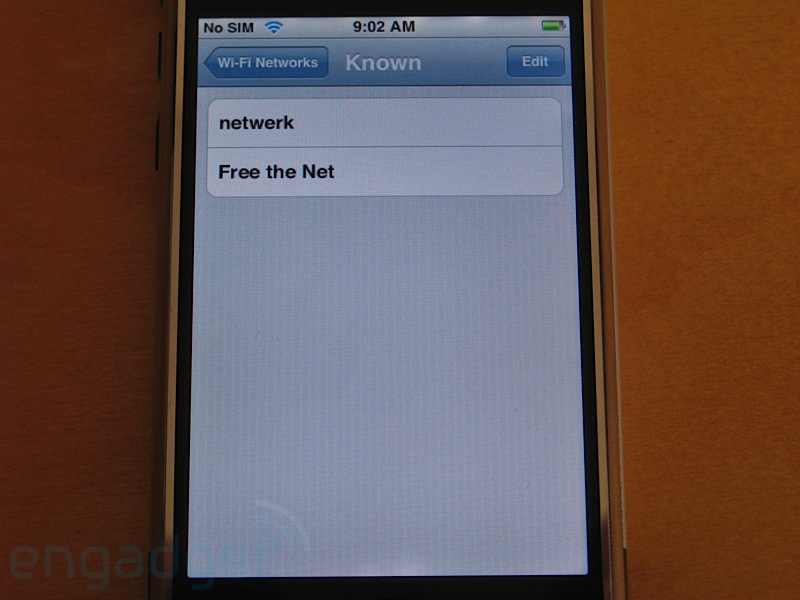 The removed "Known Networks" Settings panel. (Photo credit: Engadget)