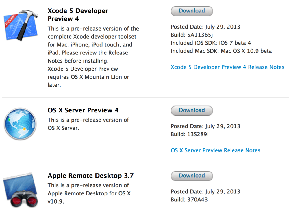Apple puts out new Mac Xcode, Remote Desktop, OS X Server developer