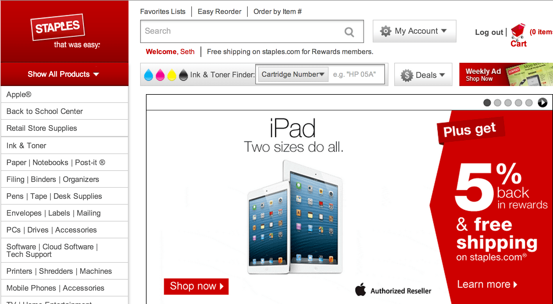 Staples begins selling the iPad (and iPods) through its US online store