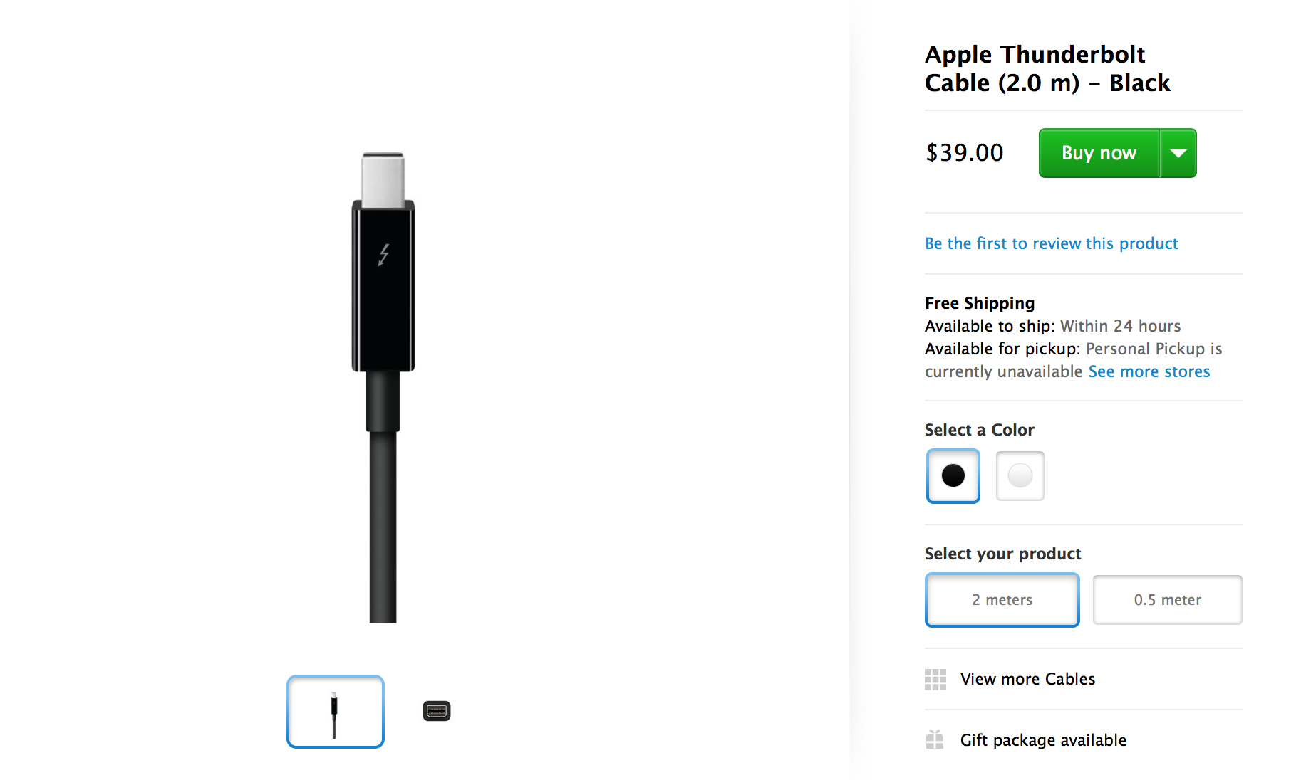 Apple starts selling black Thunderbolt Cables alongside new Mac Pro ...