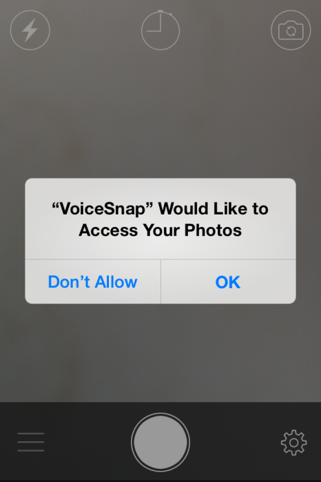 VoiceSnap permission camera roll