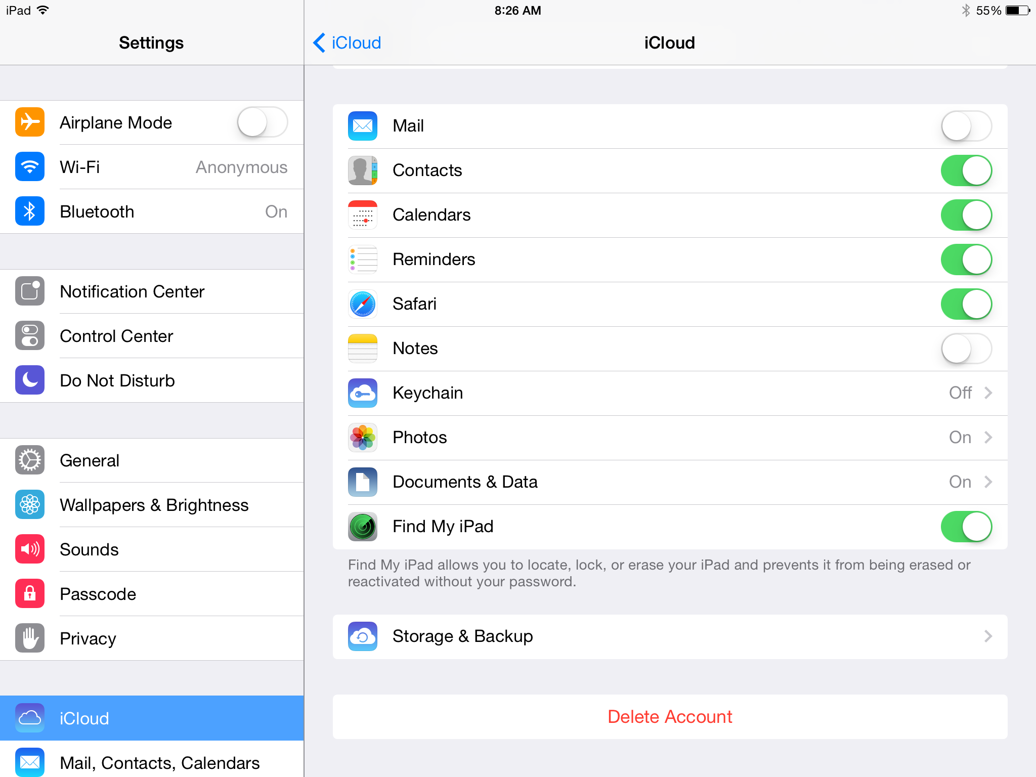 find my iphone icloud settings