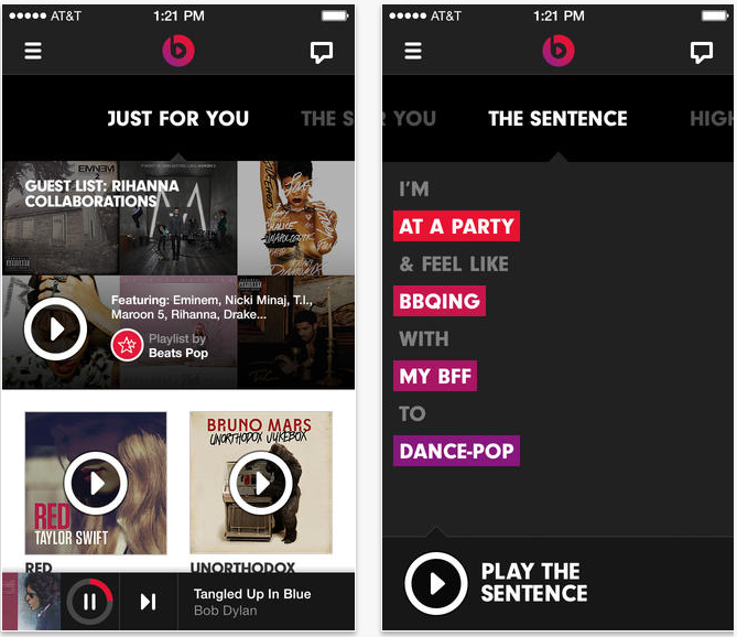 Beats Music IOS App Updated W Customizable Recommendations Sentence History Verified Badges 