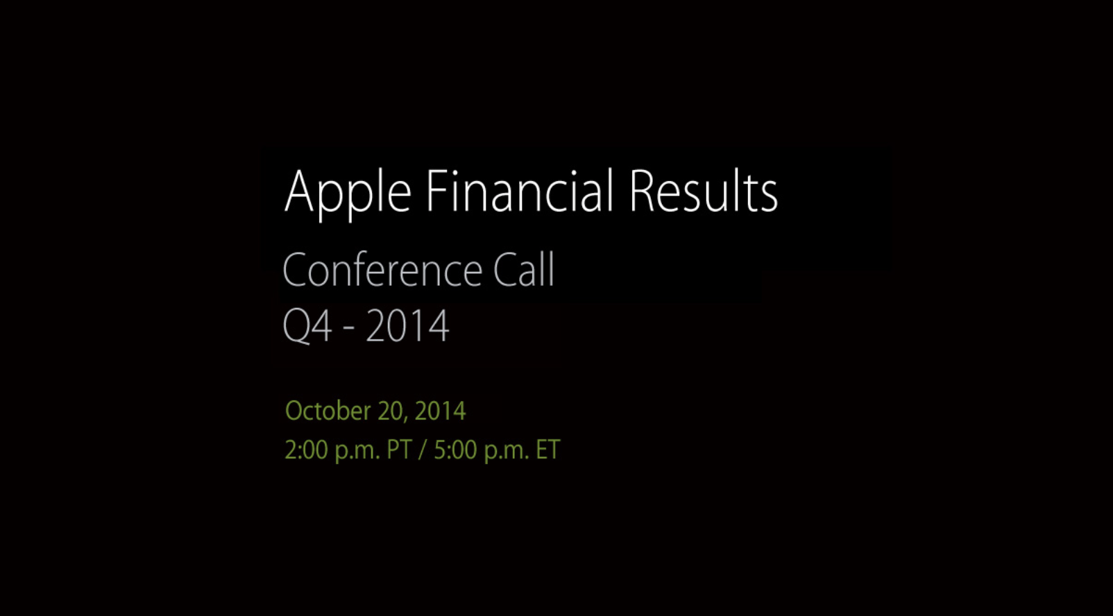 Apple to announce fiscal Q4 earnings on October 20th, will include