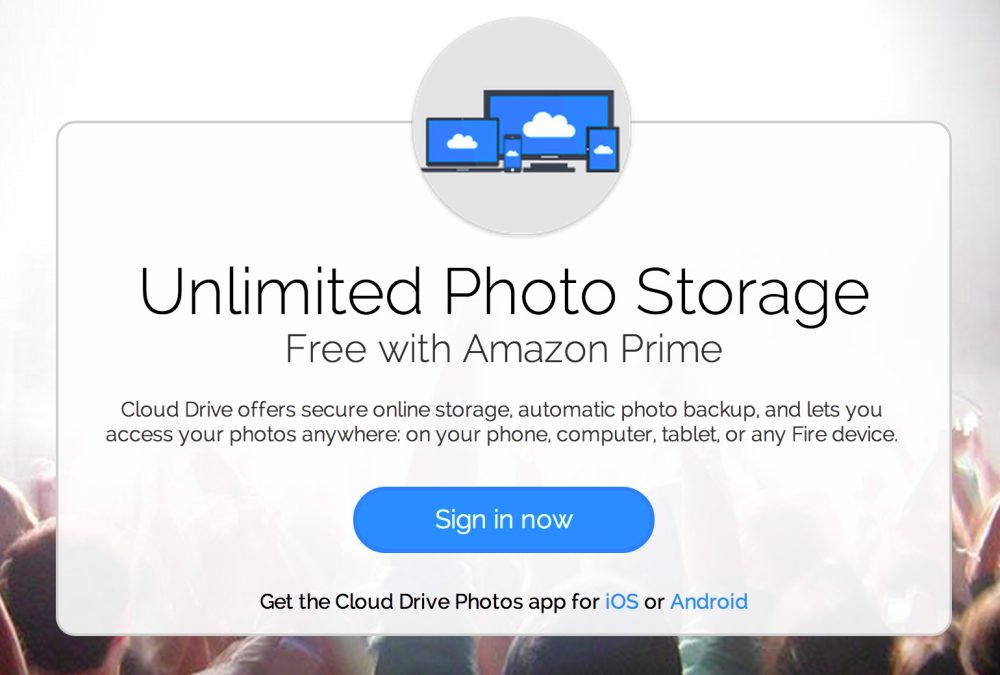 Amazon Cloud Drive free unlimited photo storage