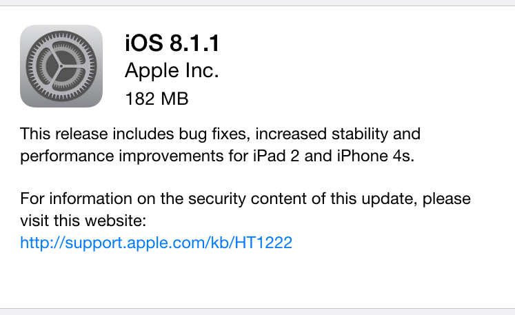 Apple releases iOS 8.1.1 w/ bug fixes & performance improvements for