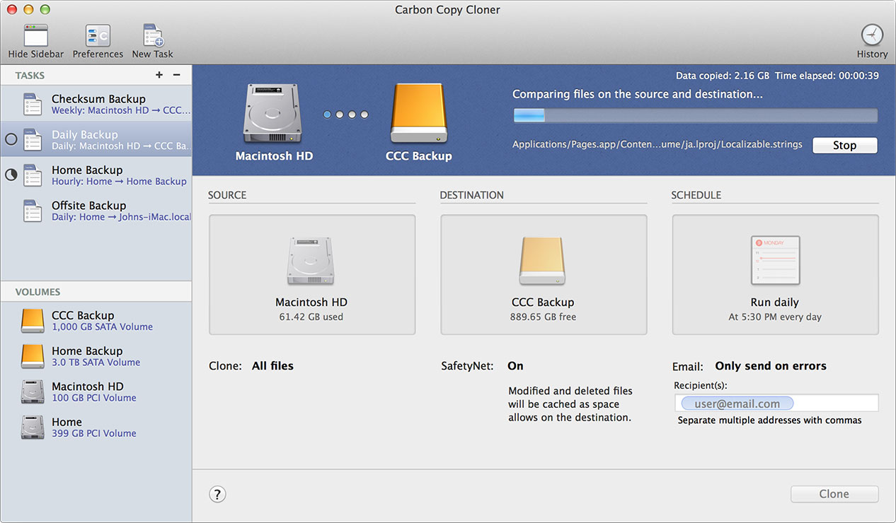 carbon copy cloner macbook pro ssd