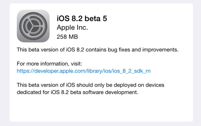 iOS 8.2 beta 5 