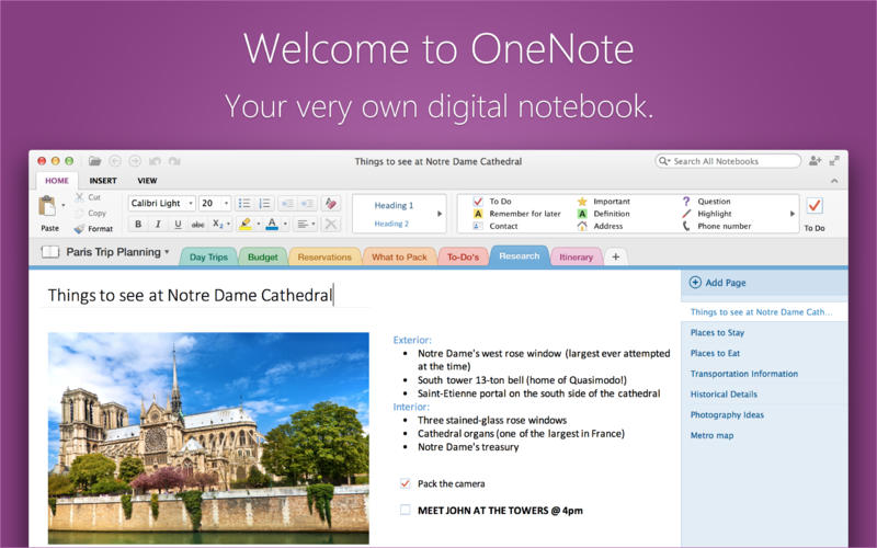 onenote for mac today tomorrow this week