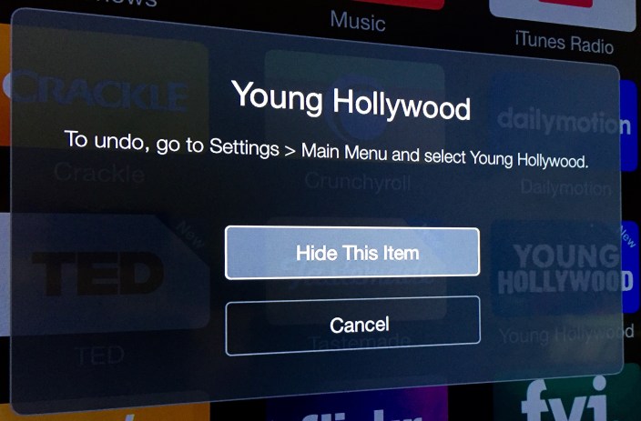 Apple TV sub menu