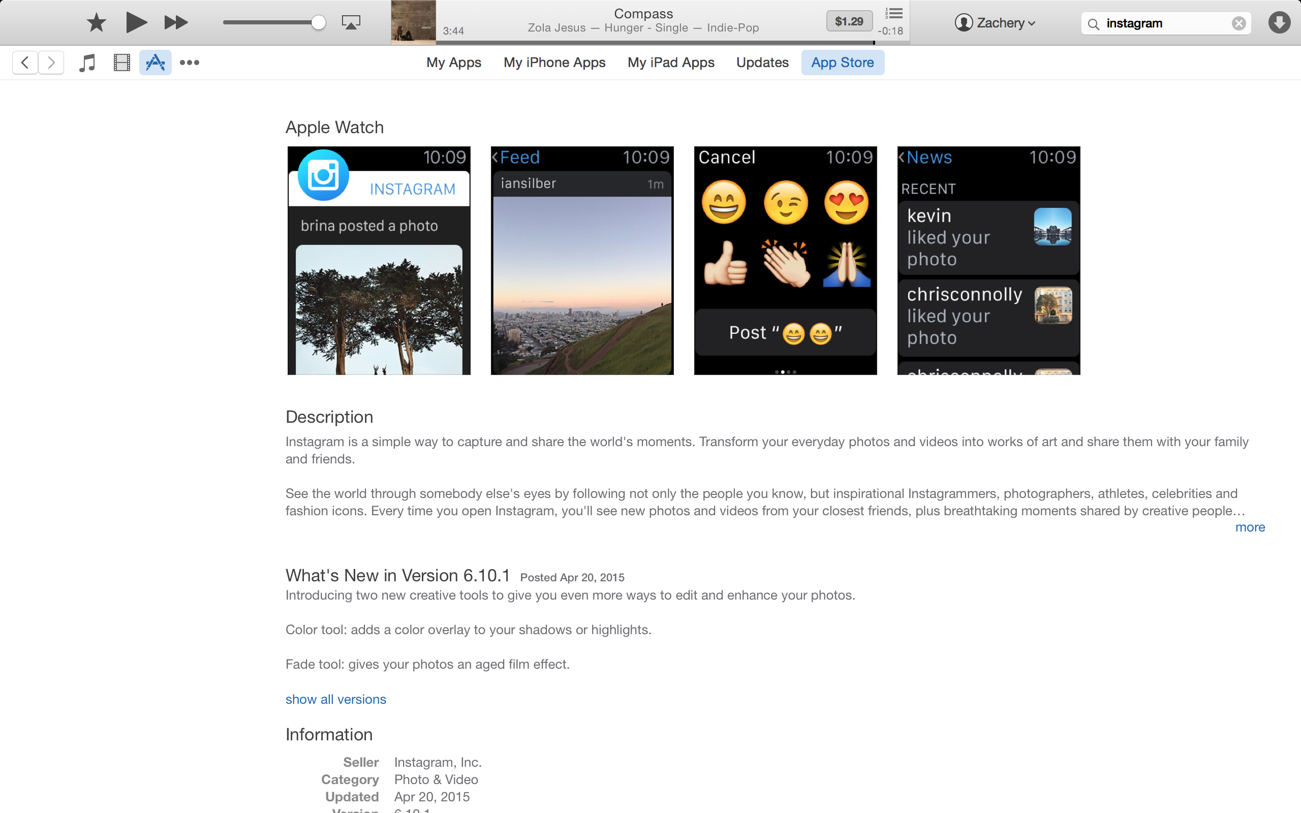 apple watch itunes