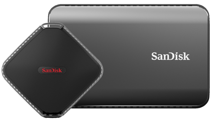 Family product shot of SanDisk Extereme Portable SSDs