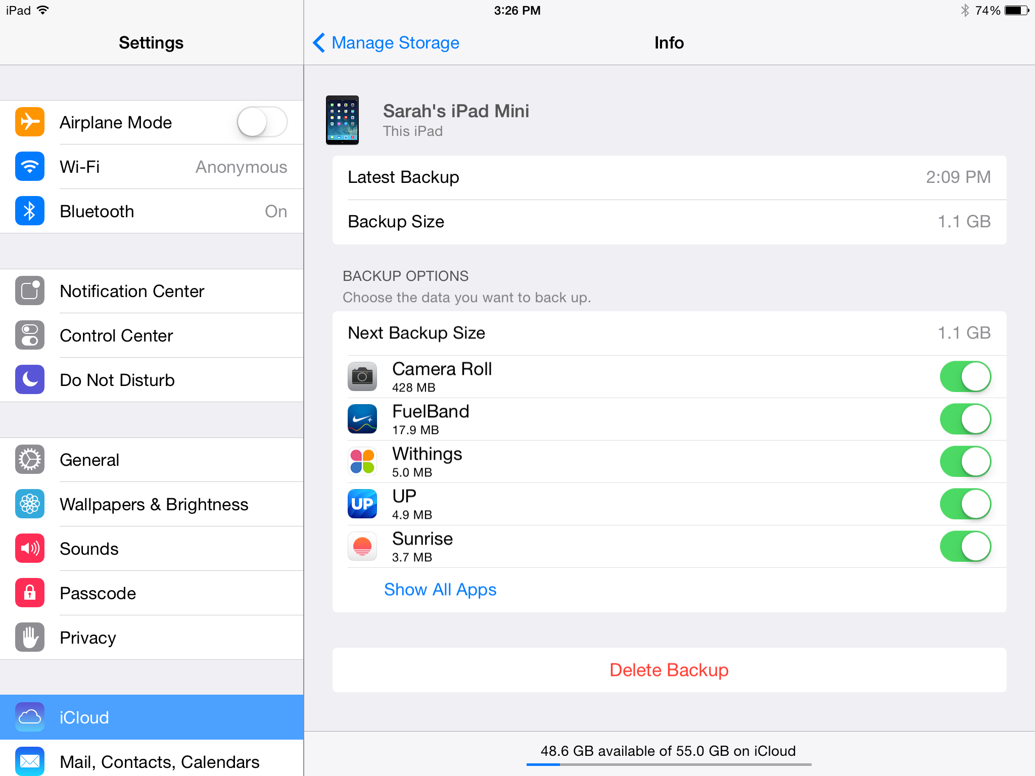 icloud storage space