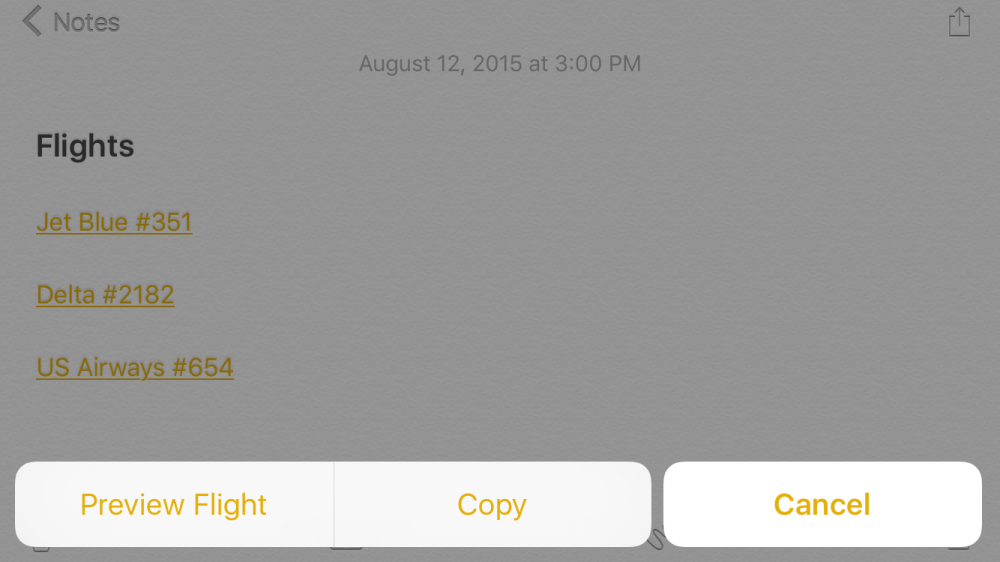 iOS 9 Flight status 2