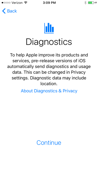 Diagnostics iOS 9