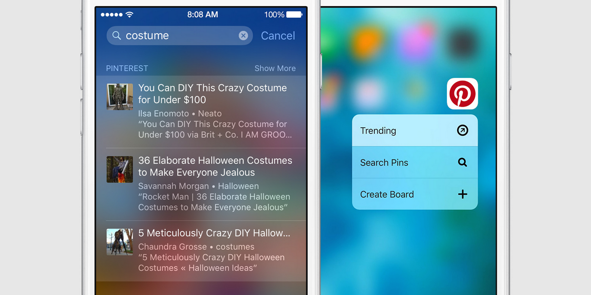 Pinterest updated for iOS 9 w/ Spotlight search, 3D Touch on iPhone 6s