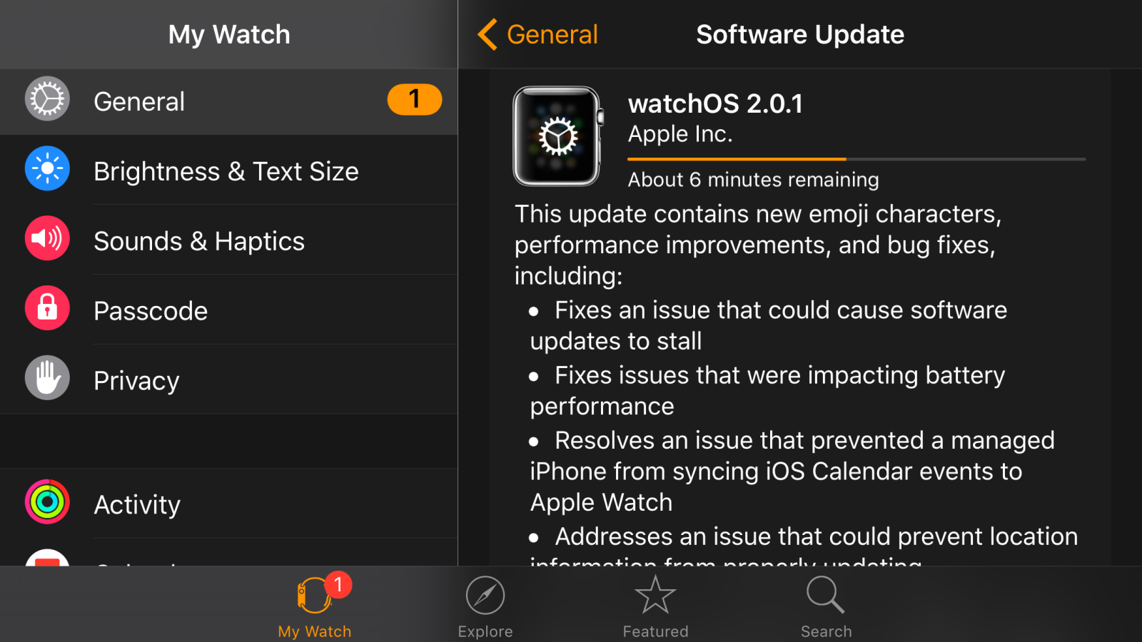 Apple releases watchOS 2.0.1 for Apple Watch with battery life