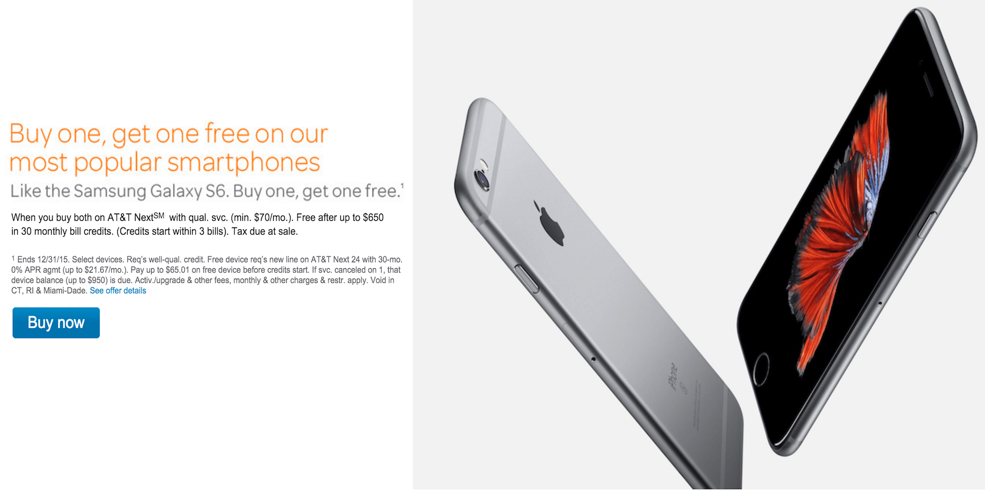 AT&T is quietly offering buy one, get one free deal on the iPhone 6s