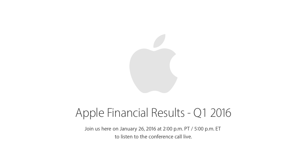 Apple schedules Q1 2016 earnings call livestream for January 26 9to5Mac