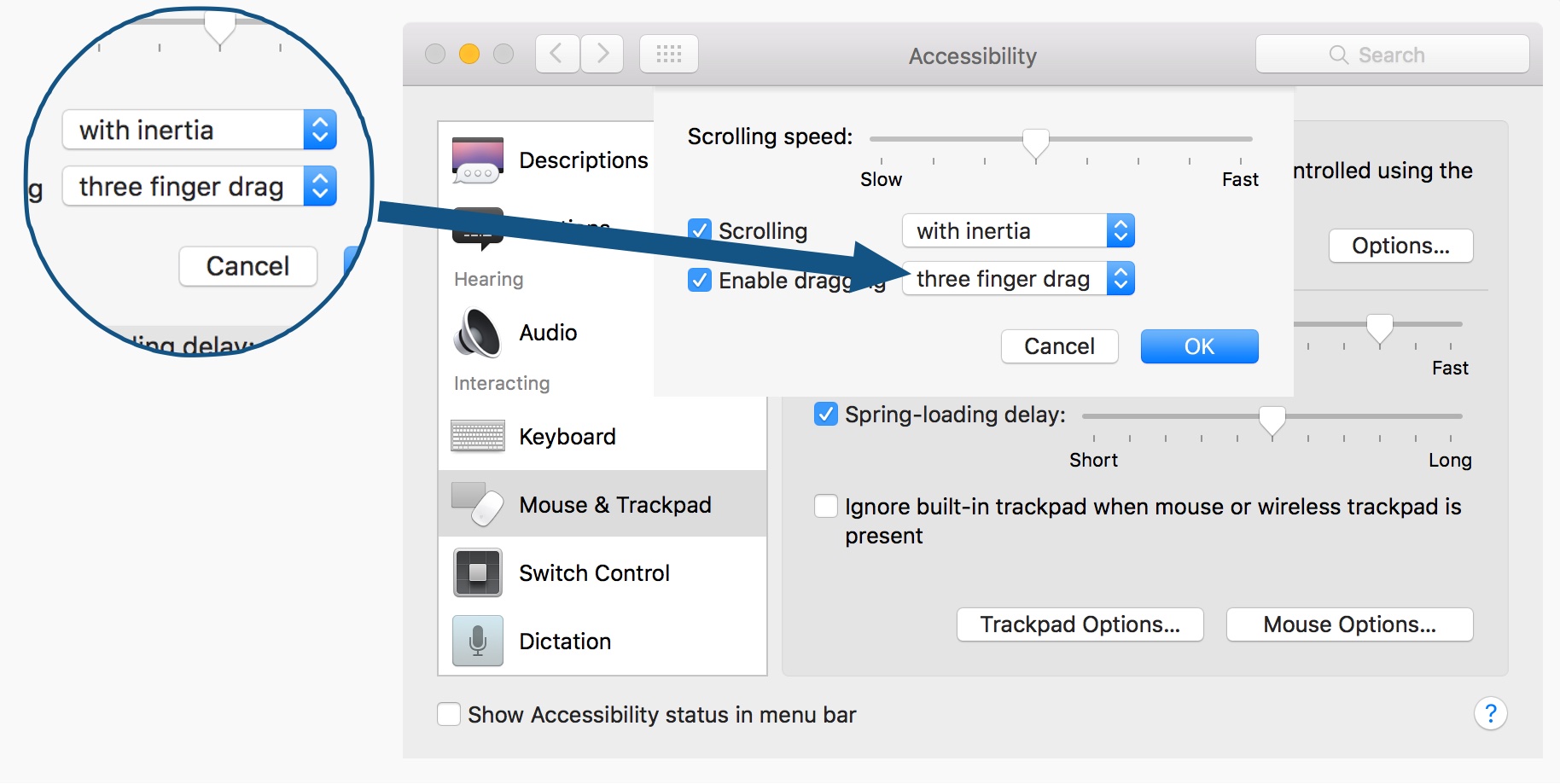 Enable Three Finger Drag Trackpad OS X