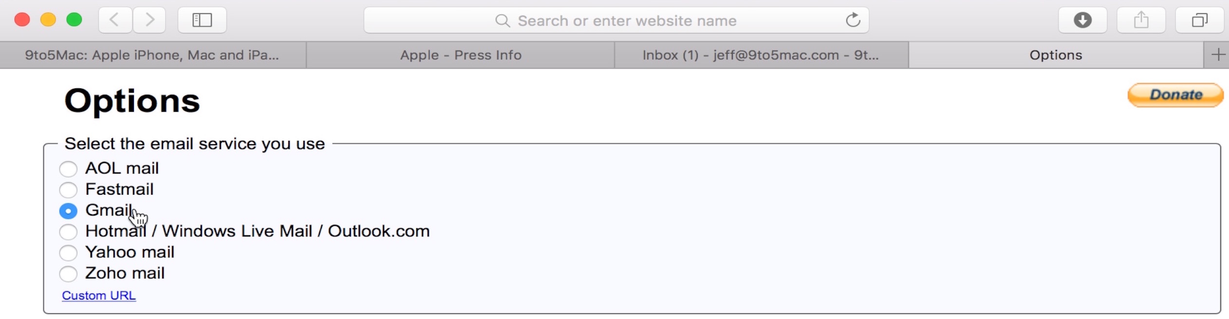 safari gmail log in