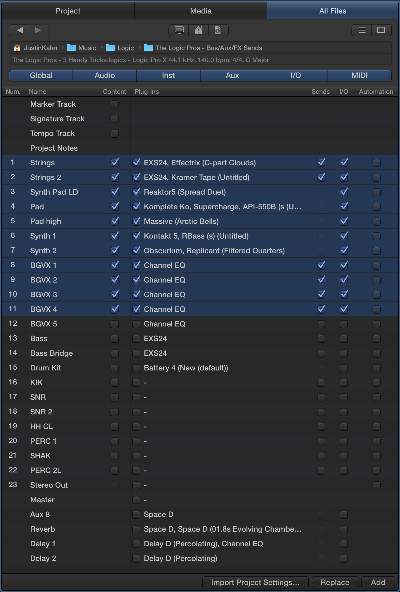 The Logic Pros How to move MIDI and audio tracks between sessions with