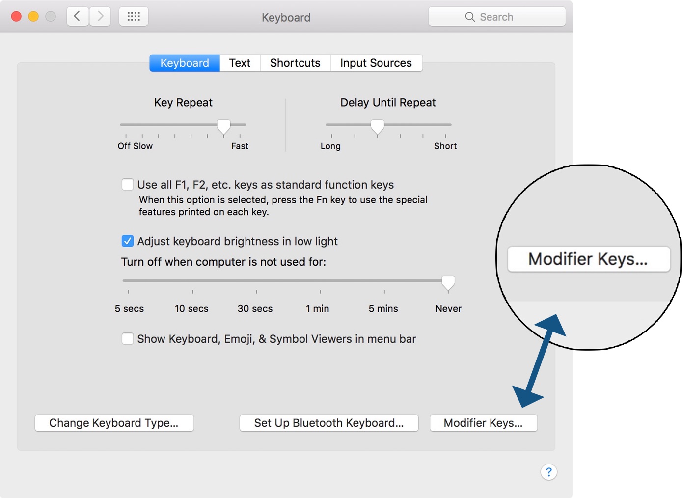 Modifier Keys System Preferences Keyboards