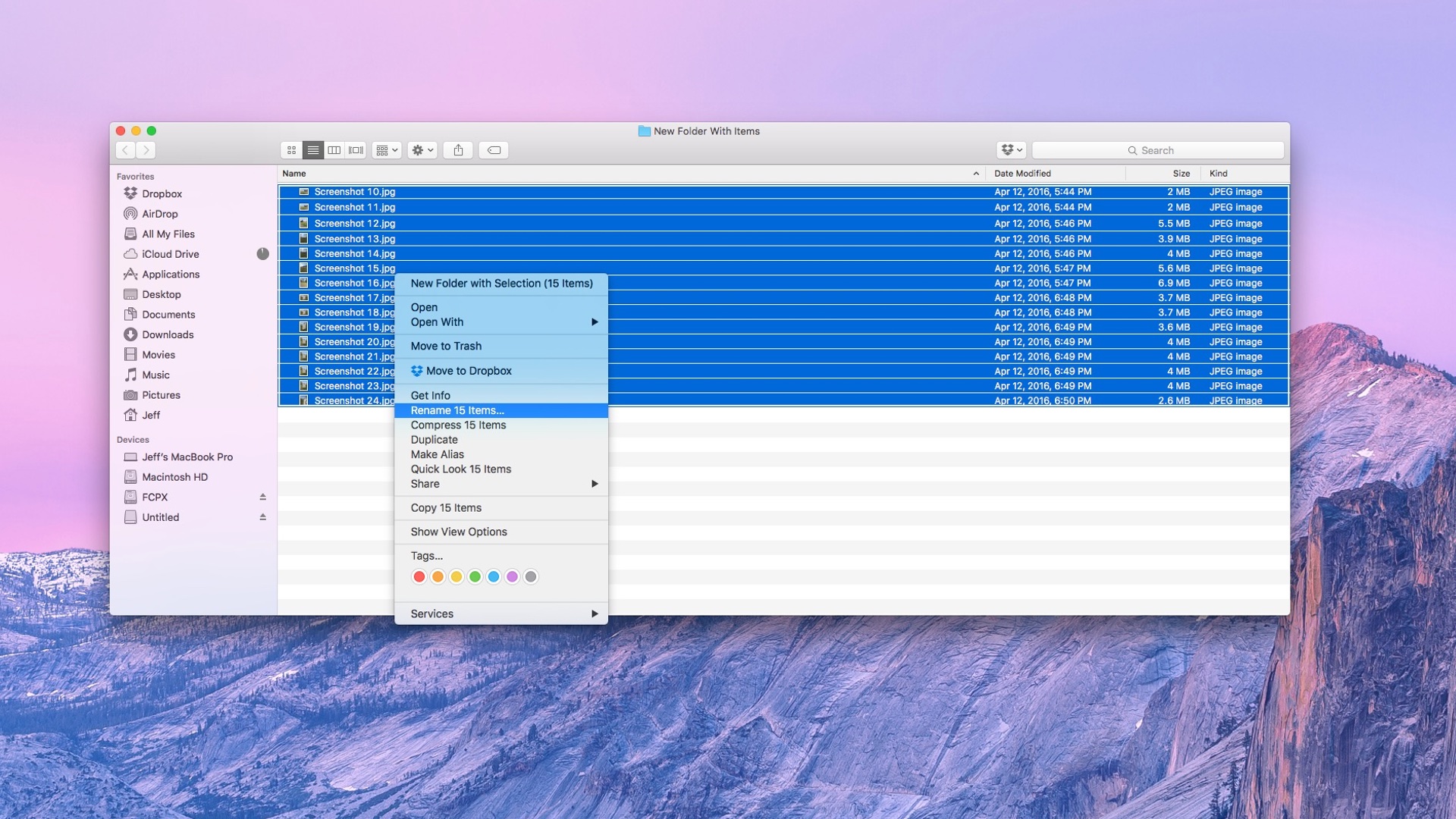Rename files OS X Mac