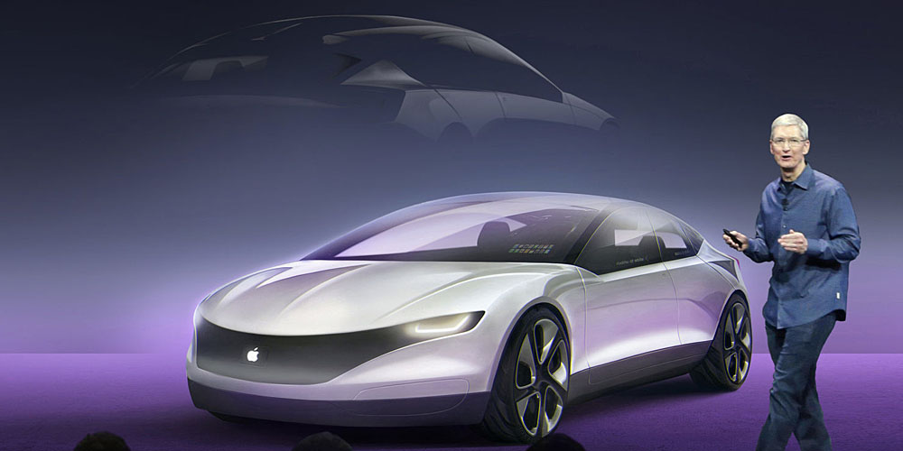 A Tesla-style concept of the Apple Car from CarWow
