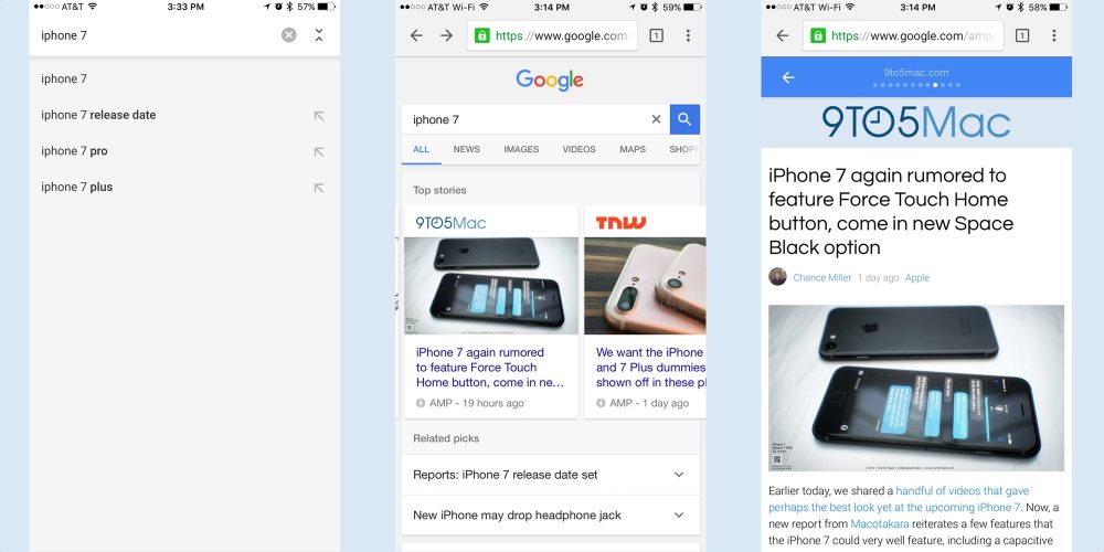 Chrome For Ios Now Highlights Amp Articles For Instant Page Loading 9to5mac