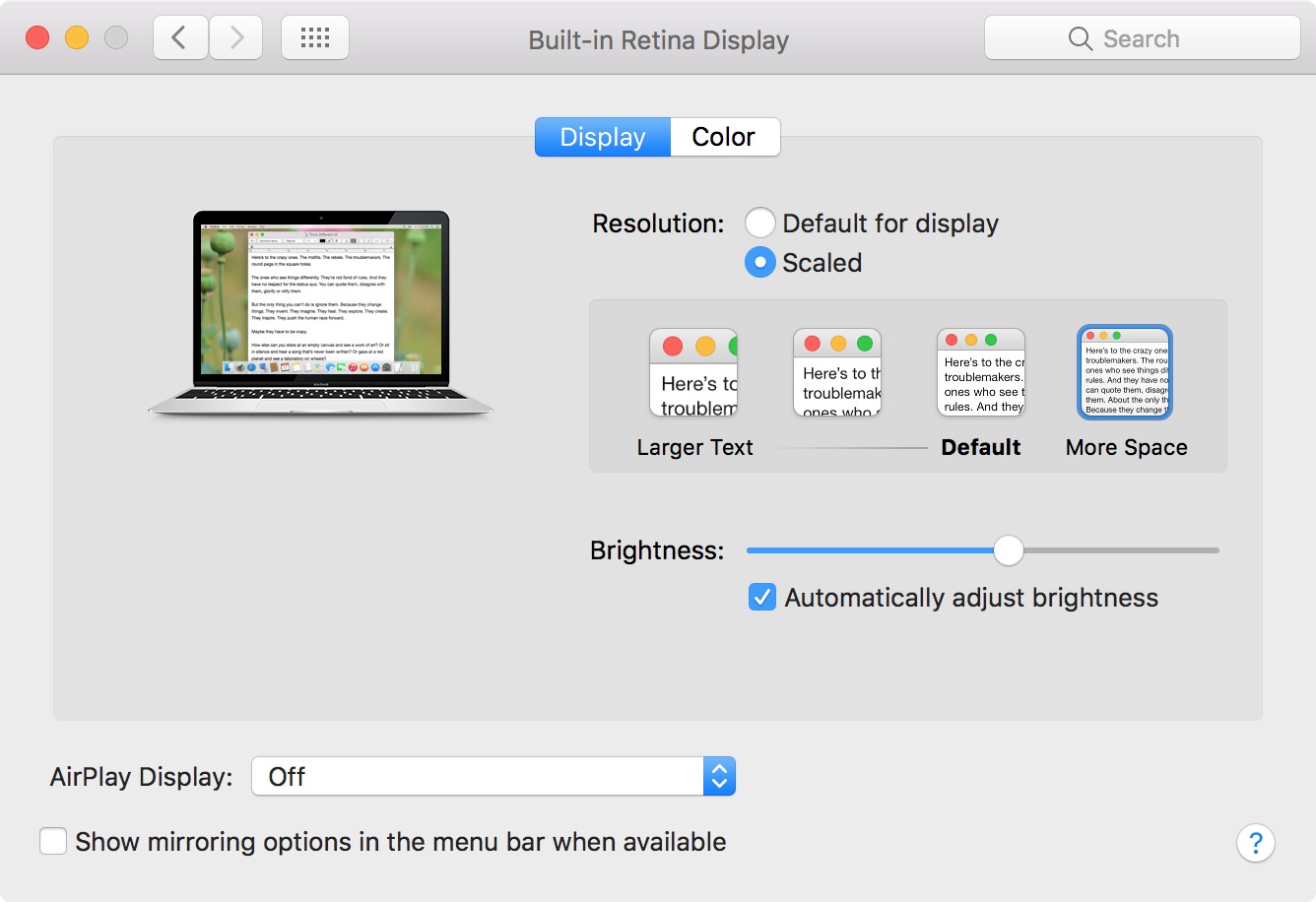 MacBook Resolution more space