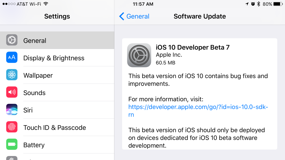 iOS 10 beta 7