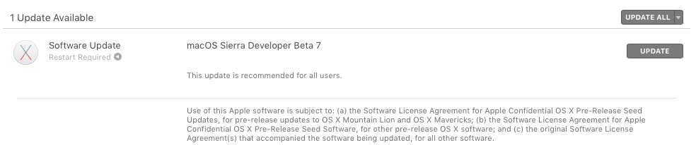 macOS Sierra beta 7