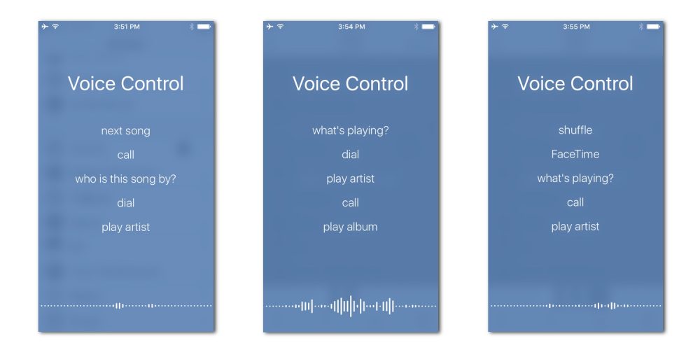 Voice Control on iOS 10 on an iPhone 5s