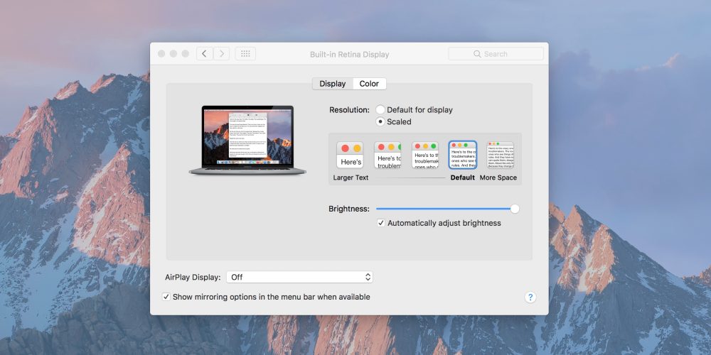 New 2016 Macbook Pros Default To Scaled Non Native Retina Screen Resolution Here S How To Change It 9to5mac