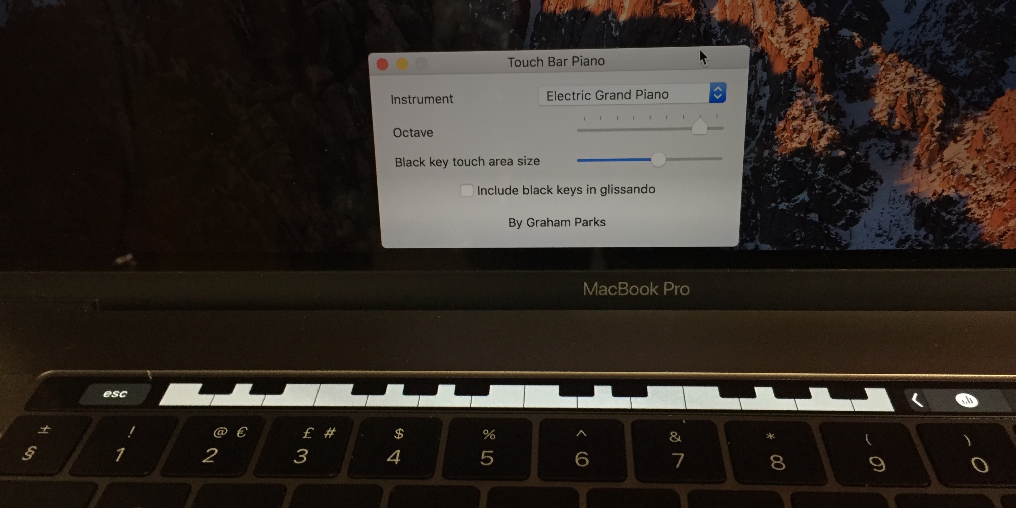 touch bar piano app mac pro