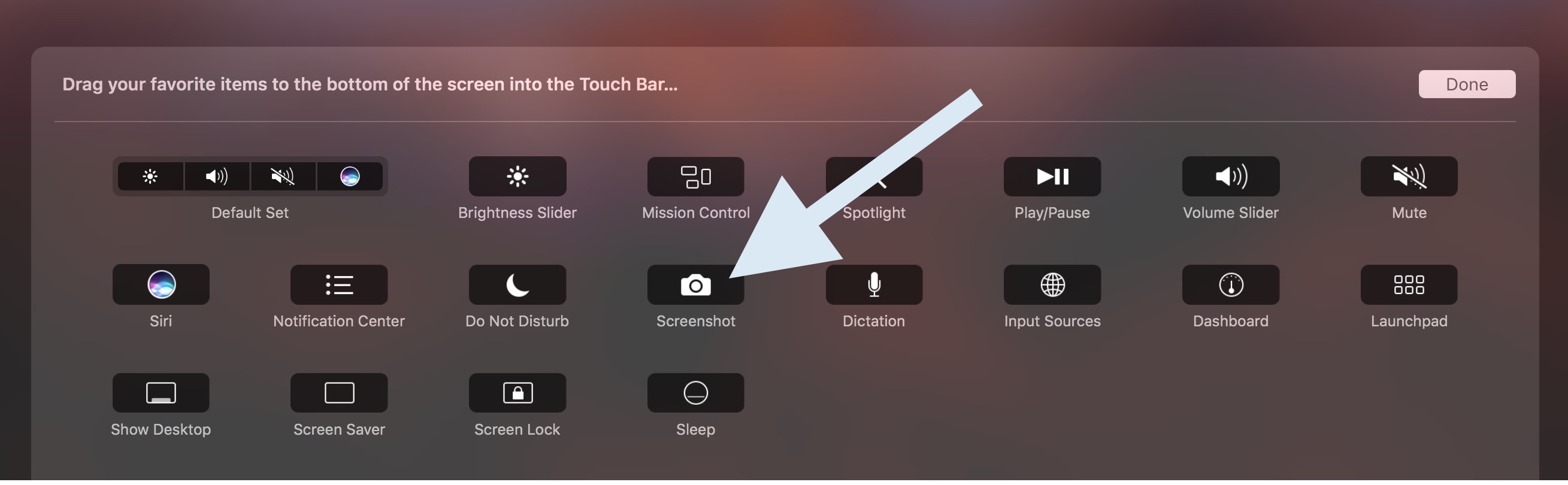 buttons for screenshot with mac