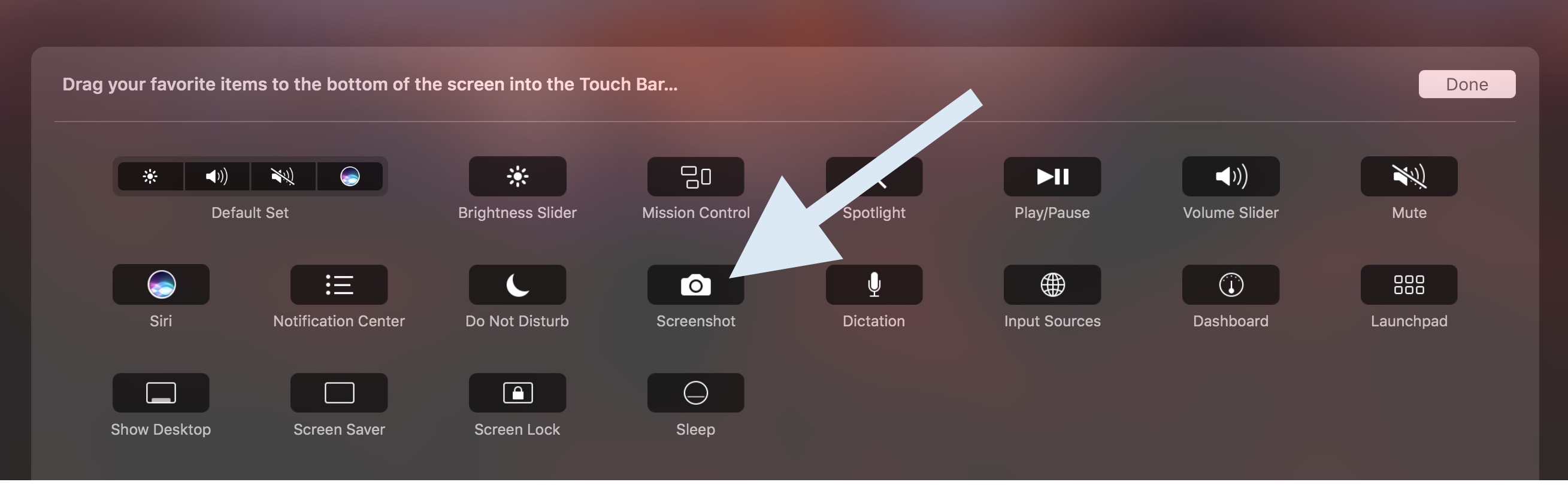 Macbook pro touch bar screenshot shortcut