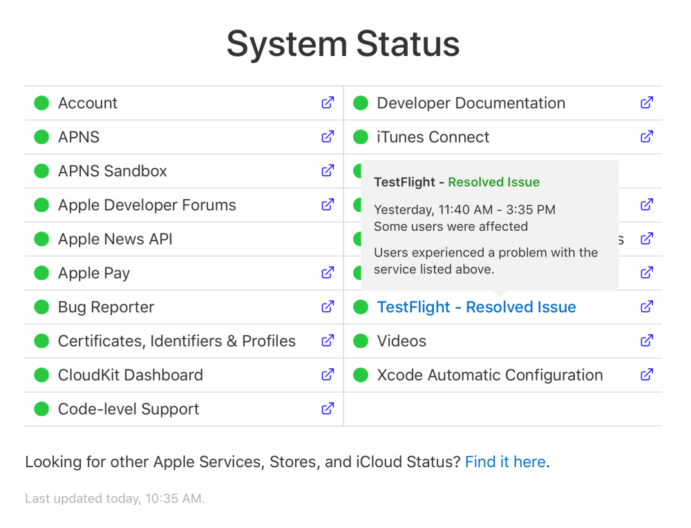 Apple updates system status site for reporting iCloud service issues ...