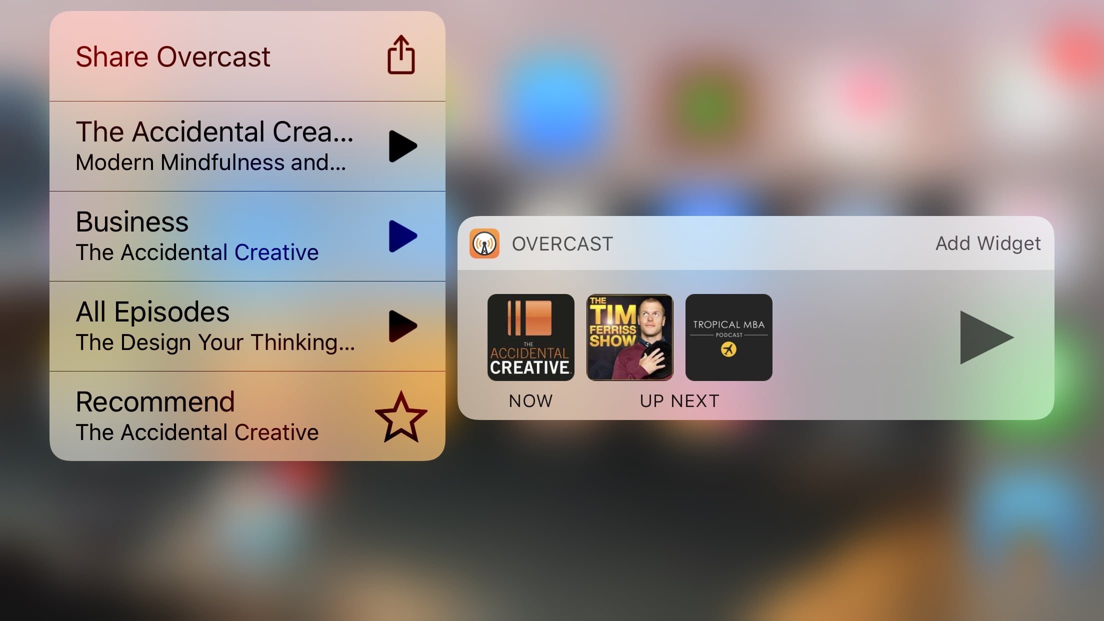 iOS Overcast 3.0 Homescreen 3D Touch